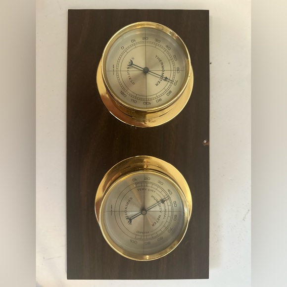 Mid Century Modern Springfield Weather Station Wood Grain Wall Mount Nautical - Picture 3 of 9